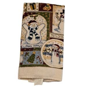 Vintage Y2K Merry Christmas Snowman Kitchen Hand Towel